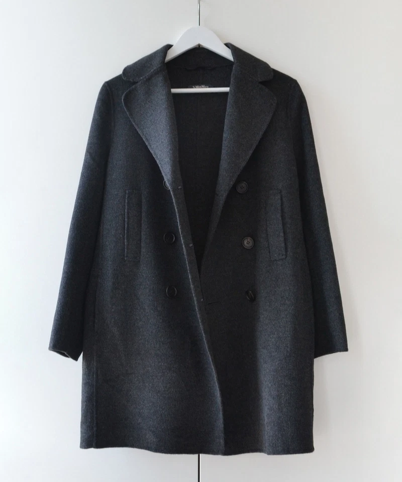 Womens MAX MARA Coat Jacket Angora Wool Overcoat Buttons Pockets Grey IT 42 US 8 - Image 2 of 4