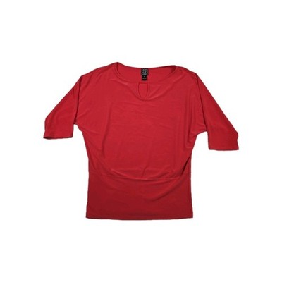 Ciara Sun Woo Top Women's Size XS Blouson Red Short Sleeve Keyhole Neck Knit