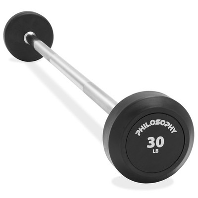 OPEN BOX - Rubber Fixed Barbell, Pre-Loaded Weight, Straight Bar - 30 LB