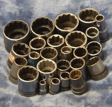 25 Piece Indestro Mixed Socket Lot 8 & 12 point, 1/4" to 1-1/4" 18mm Made in USA