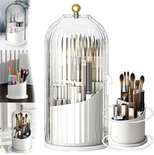 Concealed Toothbrush Holder, Makeup Brush Holders with Sliding Lid White 