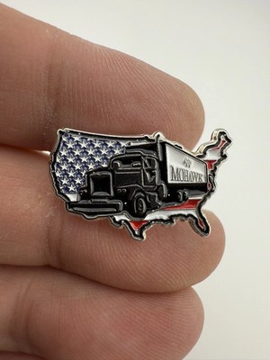 Mohawk Industries Inc. Flooring Truck Pin - U.S. Flag over Map with Semi-Truck