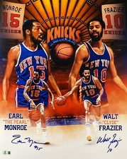Earl Monroe & Walt Frazier Dual Signed 16x20 Photo LE # Beckett Witness BAS COA