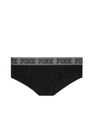 Victoria's Secret PINK Logo Cheekster Panty Black w Grey Waistband