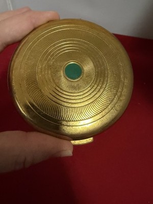 Vintage Coty Airspun Gold Tone Compact Mirror Poudre De Beaute Vanity