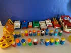 Vintage Little People Fisher Price Large Lot Characters + Vehicles 33 Pieces