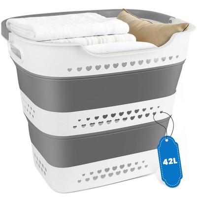 42L Collapsible Laundry Baskets with Handle, Large Laundry Hamper Plastic for...