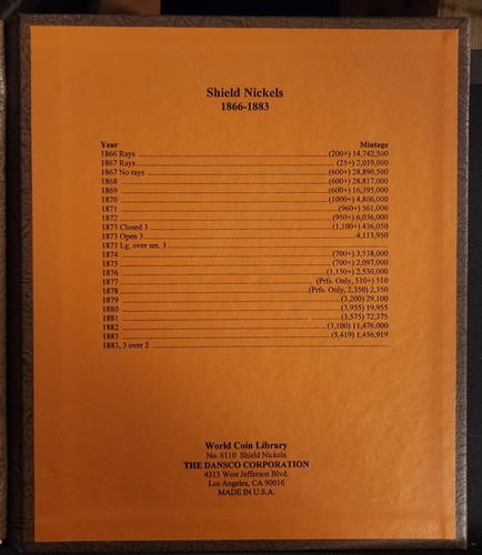 Dansco Münzalbum #6110: Shield Nickels 1866-1883 - Bild 5 von 7
