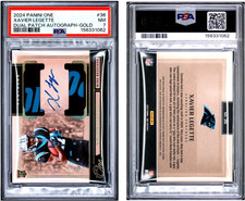 2024 PANINI ONE XAVIER LEGETTE DUAL PATCH AUTO GOLD /10 RPA PANTHERS PSA 7