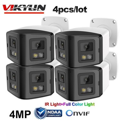 4pcs Vikylin Dual Lens 170° 4MP IR Full Color IP Camera 2-Way Audio Onvif NDAA