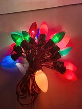 Noma C-9 Vintage Christmas String of 15 Lights Green Red Wire Tested Working