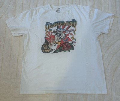 Grateful Dead Its Worth The Trip Tee XL White Skull Rose America Uncle Sam 2021