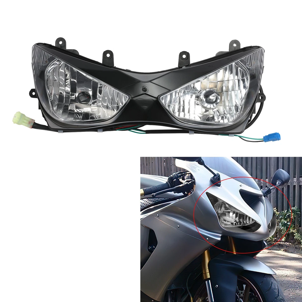 6灯 ブラック Motorcycle Headlight Assemblies for Kawasaki Ninja ZX6 for sale | eBay