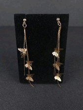 Goldtone Tassel Linear 3" Dangle 3D Butterfly Earrings