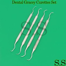 4 Pcs Dental Gracey Curettes 3/4, 5/6, 11/12, 13/14 Periodontal New Instruments
