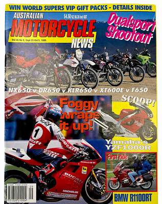Australian Motorcycle News Vol 45 No 9 Sept 22-Oct 1995 NX650 v DR650 Vintage