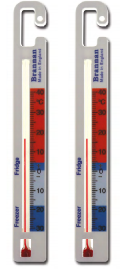 2x Brannan Fridge Freezer Vertical Hanging Food Kitchen Thermometer - White