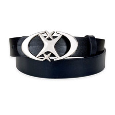 Desinger Belts for Women Y2K Punk Cross Strar Buckle Black Gothic Pu Leather Jea