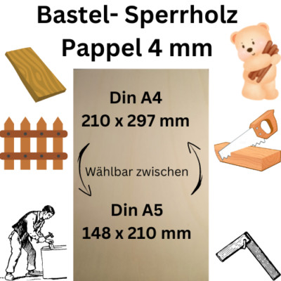 Sperrholz Platten 4mm Din A4+A5 Basteln DIY Bastelholz Pappel Kunst Kinder Malen