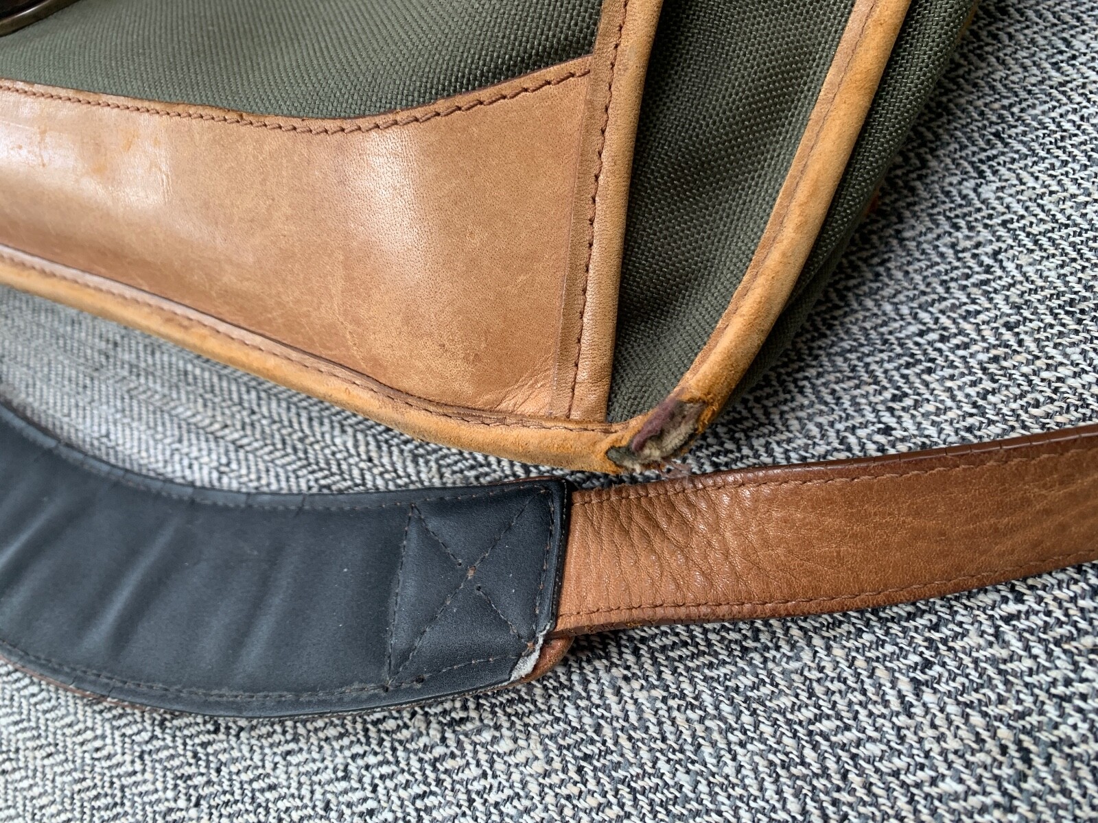 Vintage 1990s Leather & Canvas LL Bean Briefcase Bag Satchel Messenger