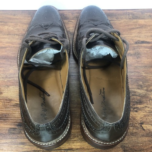 John W Nordstrom Men’s Size 10.5 M Dark Brown Leather Oxford Brogue Shoes Italy - Picture 4 of 11