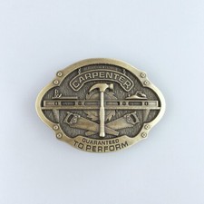 Vintage Bronze Plated Carpenter Trades Belt Buckle Boucle de Ceinture