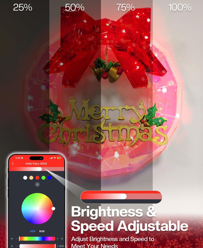 Lindas coronas de Navidad de cristal iluminadas por LED que cambian de color control inteligente de aplicaciones - Imagen 5 de 9
