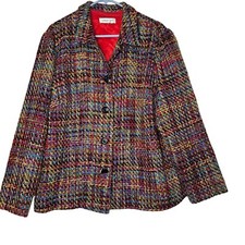 Coldwater Creek Womens Multicolor Boucle Tweed Blazer Jacket Button Closure L