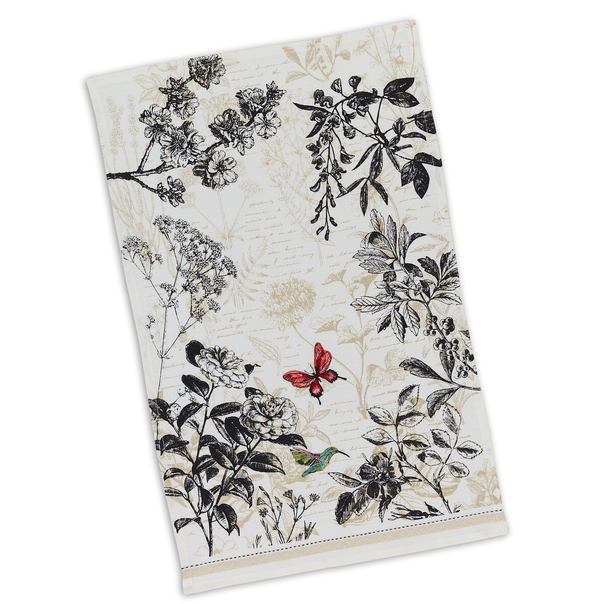 Botanical Hummingbird Butterfly Embellished Towel DishTowel - DII - 750390