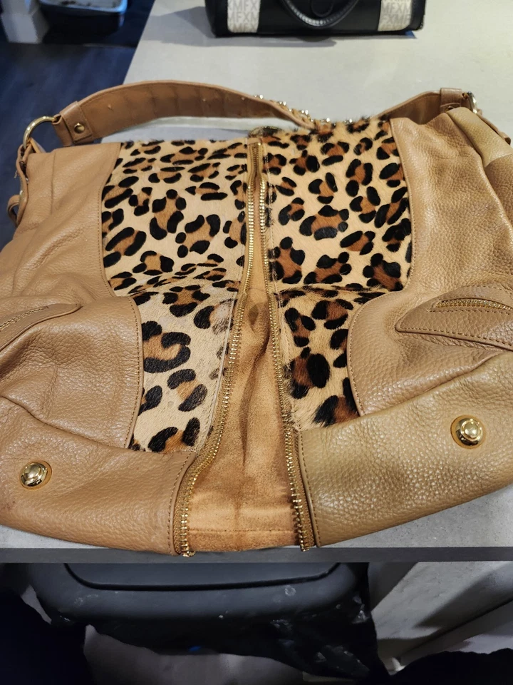 Bolso grande raro de piel con estampado de leopardo Sharif 1827 original de colección Foto 3 de 4