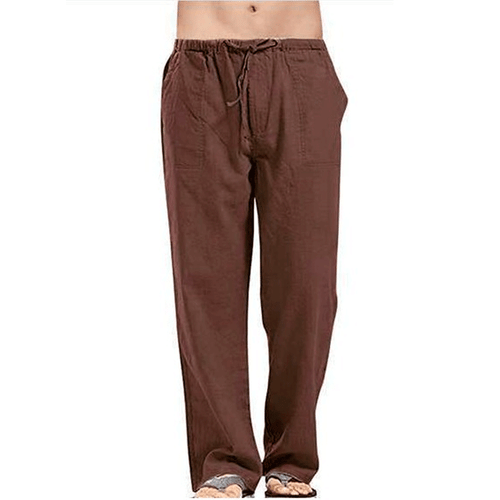 Herren Leinenhose Freizeit Lose Kordelzug Stoffhose Sommer Fitness Jogginghosen - Bild 27 von 28
