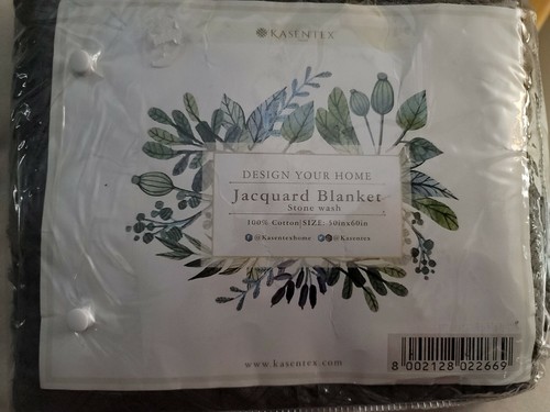 Kasentex Cozy Soft 100% Cotton Stone-Washed All Season Gray Throw Blanket - Picture 4 of 9
