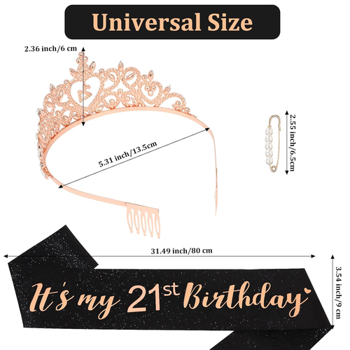 Happy 21St Birthday Decorations for Her - Sash, Crown, and Gifts for Women - 第 5/12 張圖片