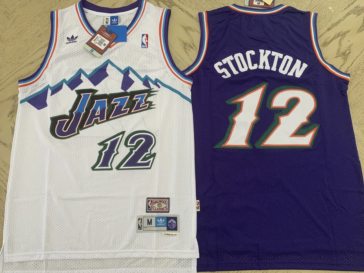 NBA Jazz 12 John Stockton White Throwback Men Jersey