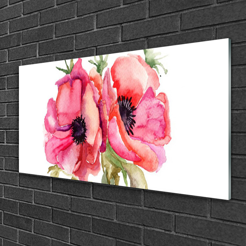 Tableau sur verre Fleurs Aquarelle Tulup 100x50 cm pour decoration murale