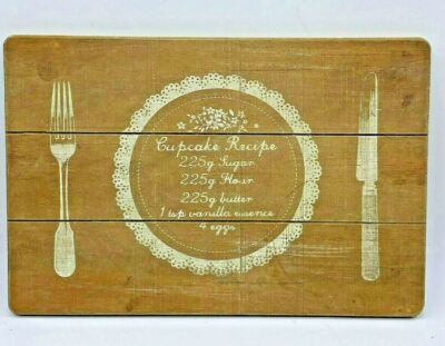 Stilvolle Wandrelief Shabby Chic Stil rustikal Holz mit weißem Text Cupcake Rezept