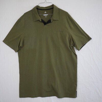 Adidas Polo Shirt Mens Large Adicross Golf Pocket Casual Green Short Sleeve