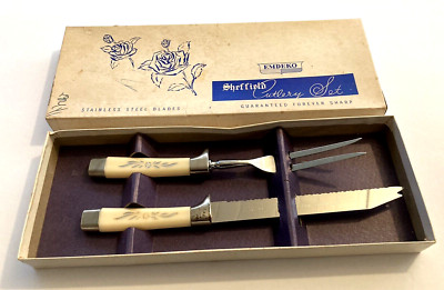 Vintage Emdeko Sheffield England Cutlery Set Desert Flower Stainless Steel