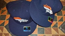 AWESOME Navy Blue DENVER BRONCOS Fitted Cap Officially Licensed Reebok NEW