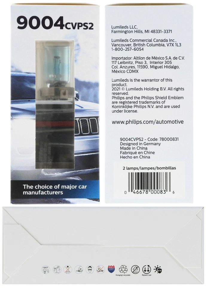 Philips Crystal Vision Platinum 9004 65/45W Dos Bombillas Faro Lámpara de Repuesto Foto 4 de 4