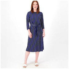 Girl With Curves Regular Striped Knit Jersey Dress Navy Stripe Size 1X *NEW*