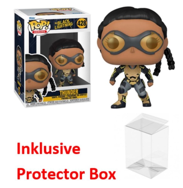 Funko Pop Dc Black Lightning #428 Thunder Vinyl Figur Neu Sealed + Protector Box-image