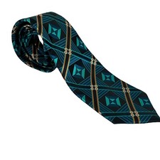 St Patrick Microfiber Tie Blue Black Geometric