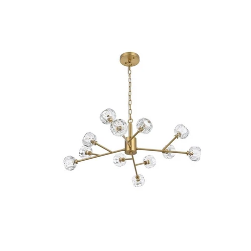 Elegant Lighting Graham 12-Light Modern Crystal/Iron Pendant in Gold - Picture 3 of 8