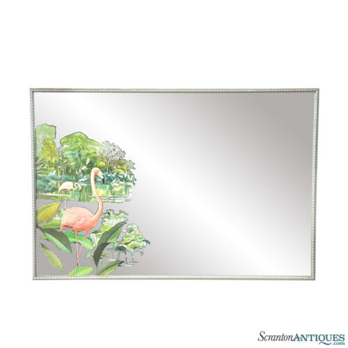 Mid-Century Art Deco Pink Flamingo Wall Hanging Mirror - 30x20