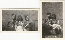 Pretty Young Woman Two Soldiers Romance Military Two Original 1940s Snapshots