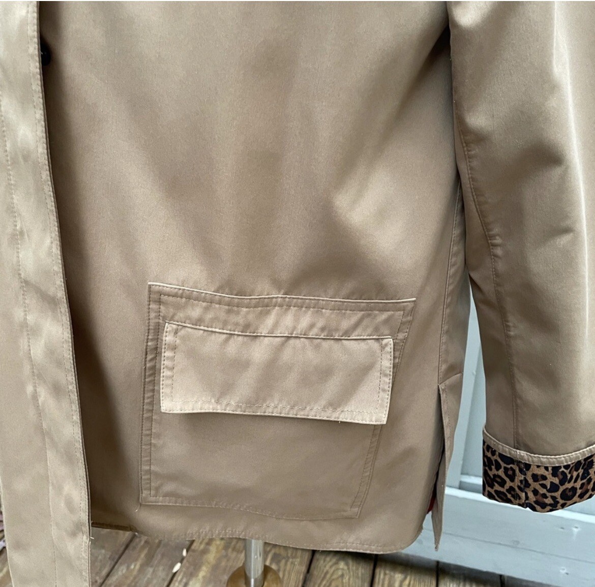 Tan Microfiber Leopard Print Lined Mid-length Den… - image 5