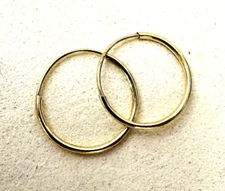 1/2" 13mm 14K Yellow Gold Cute Thin Eternity Infinity Hoop Earrings