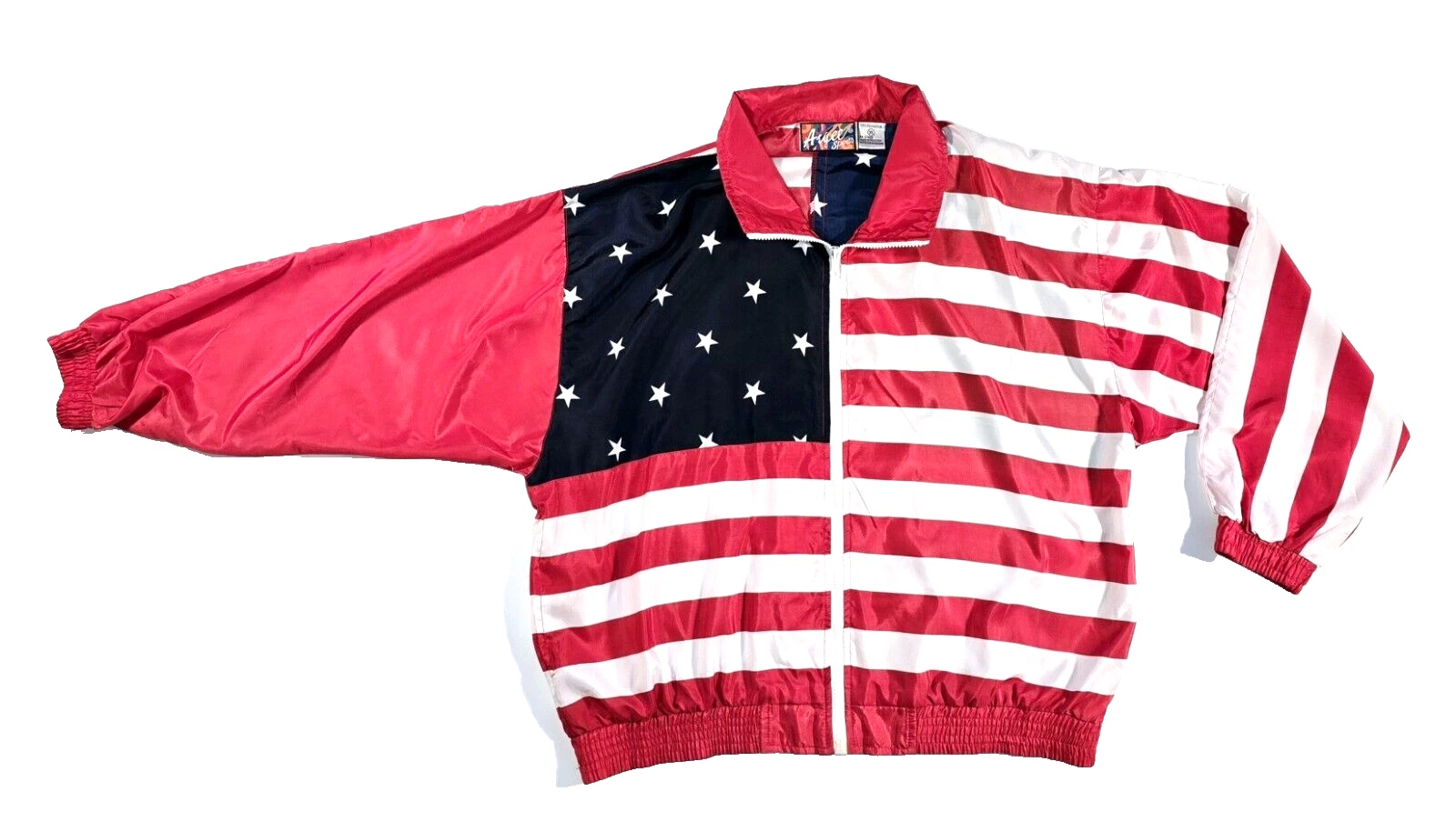 Argee Sports American Flag Lightweight Windbreaker Jacket Men's Size Large