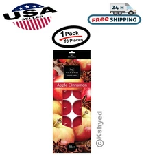 10 PCS Apple Cinnamon Tealight Highly Scented Candles 2.5 Hours Burn Time - New